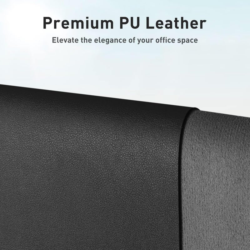 Aothia Non-Slip Waterproof PU Leather Desk Pad Protector for Mouse, Writing Desk, Office, Home, Laptop Blotter, 23.6" x 13.7", Black - Image 2